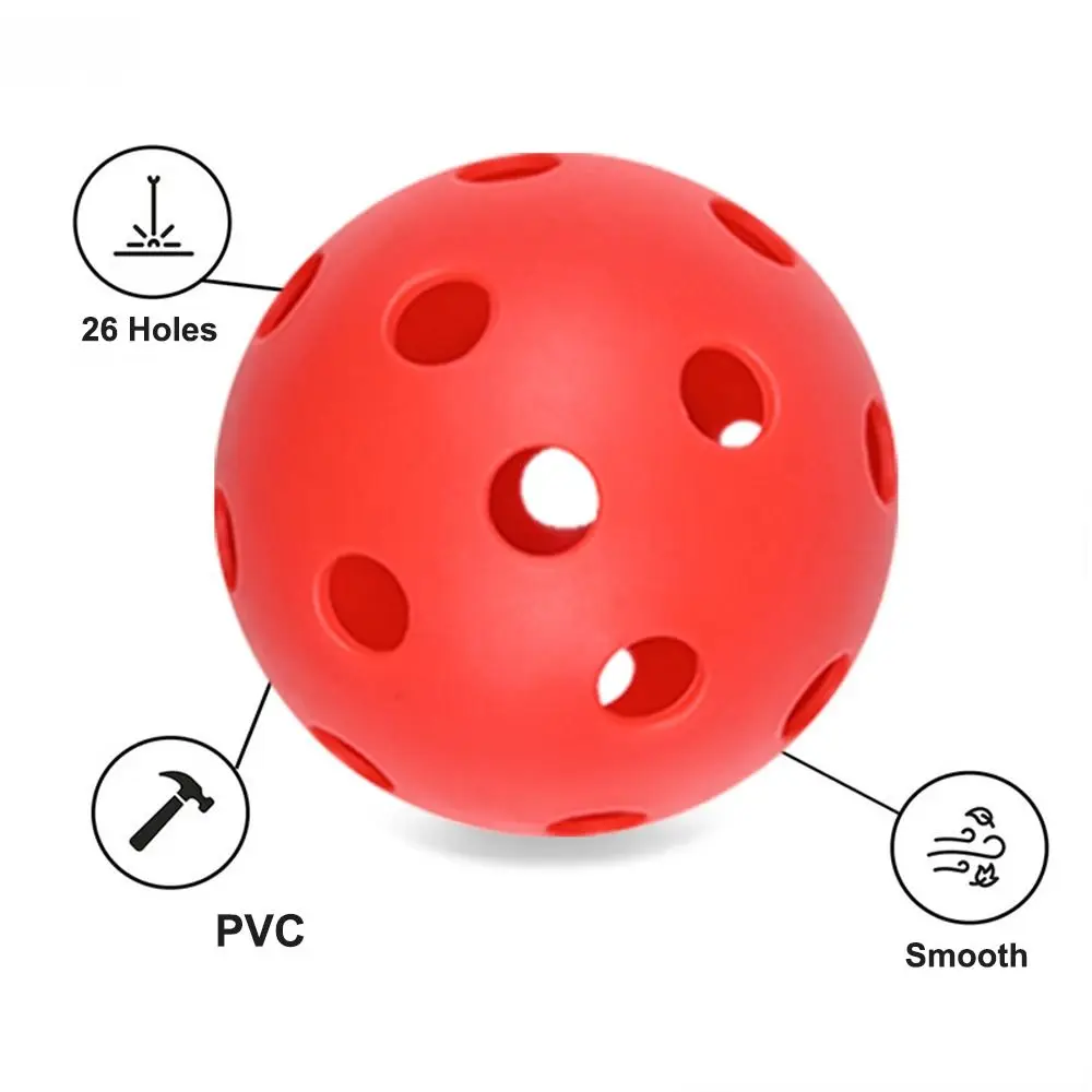 Pelotas de Pickleball portátiles de 26 agujeros, bolas de pepinillos equilibradas de alto rebote con bolsa, pelota de competición resistente a grietas de PVC para interiores, 6 uds. - imagen 5
