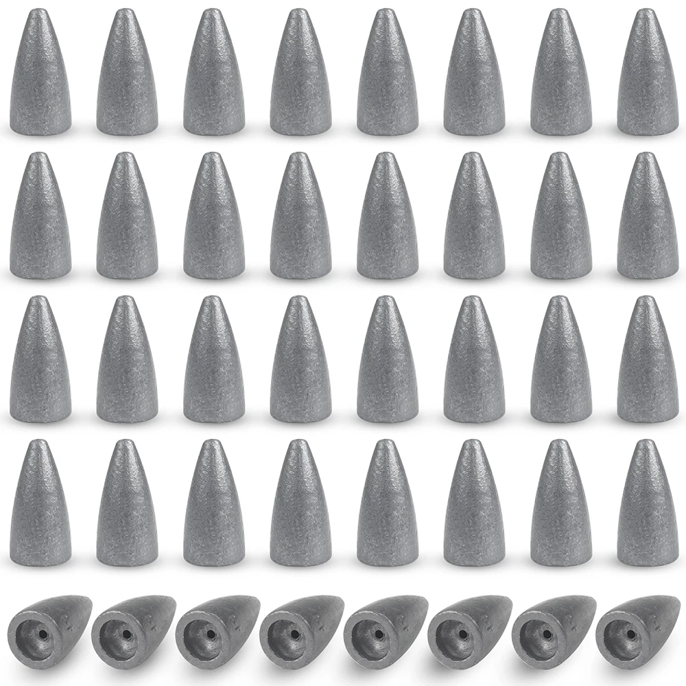 30 Uds. Plomo de pesca tipo bala, pesas de gusano, plomos deslizantes para pesca de lubina, aparejos de pesca de Texas, aparejos de pesca de agua dulce y salada - imagen 2