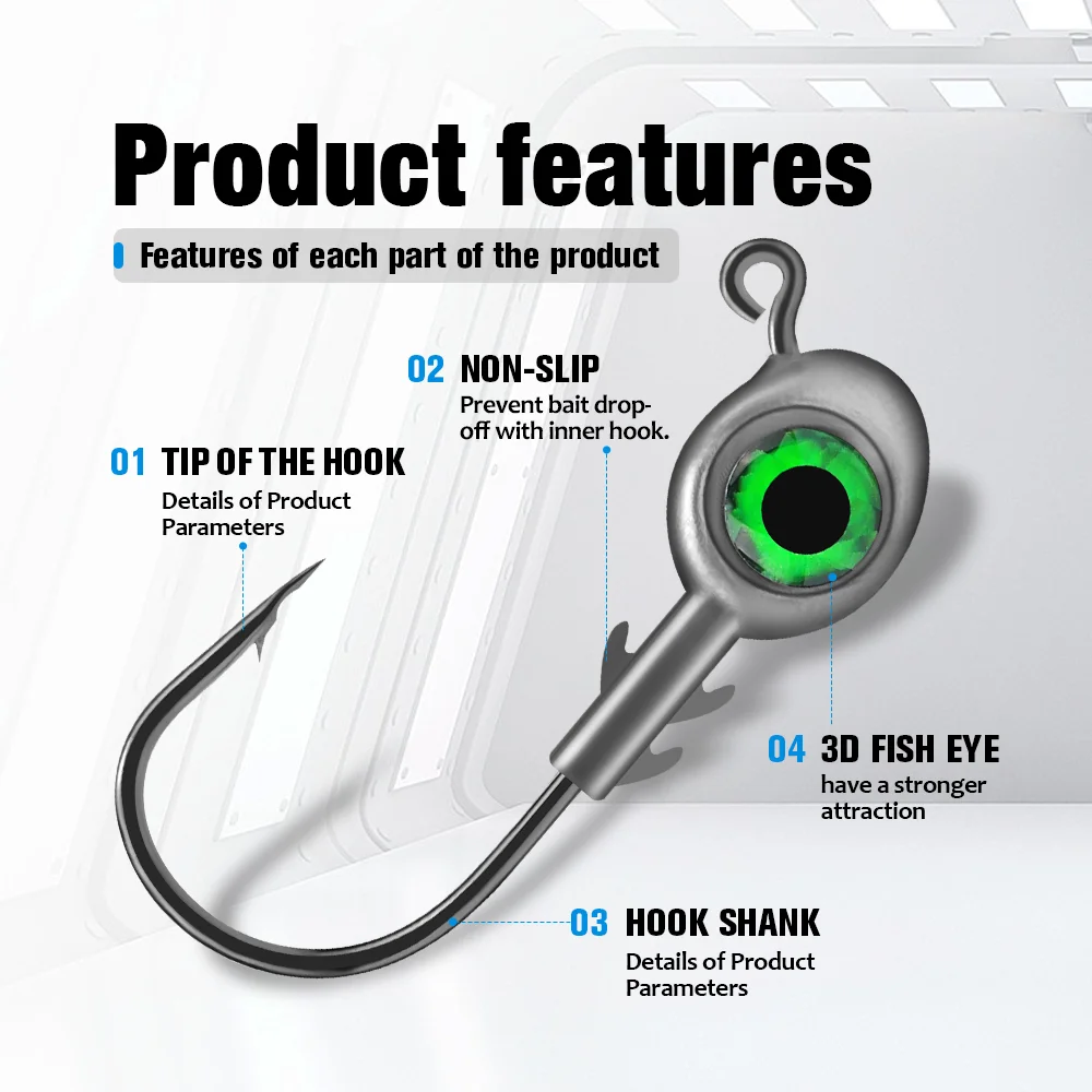 Thorforce trucha ojos 3D cabezales de plantilla red de Metal señuelo de plantilla Pesca lubina aparejos de Jigging Señuelos de Pesca de agua dulce - imagen 4