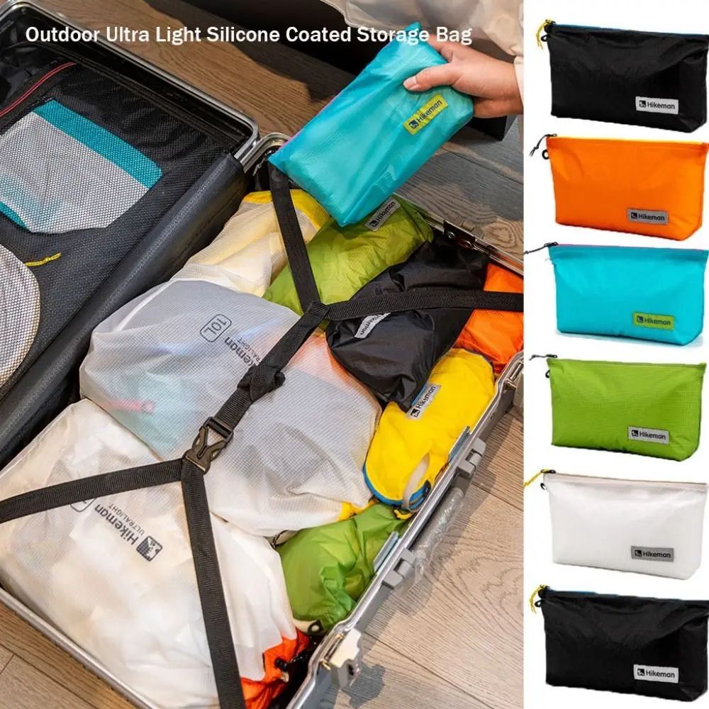 Bolsa de almacenamiento ultraligera para exteriores, bolsa de almacenamiento portátil recubierta de silicona para acampar y viajar, bolsa de clasificación de ropa impermeable 15D