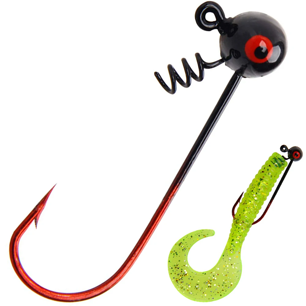 3 uds. De anzuelos de pesca, anzuelos para lubina, cabezales de plantilla de fútbol, plantillas de pesca con cabeza oscilante con bloqueo de tornillo, señuelos de pesca de gusanos, plantillas para lubina - imagen 2