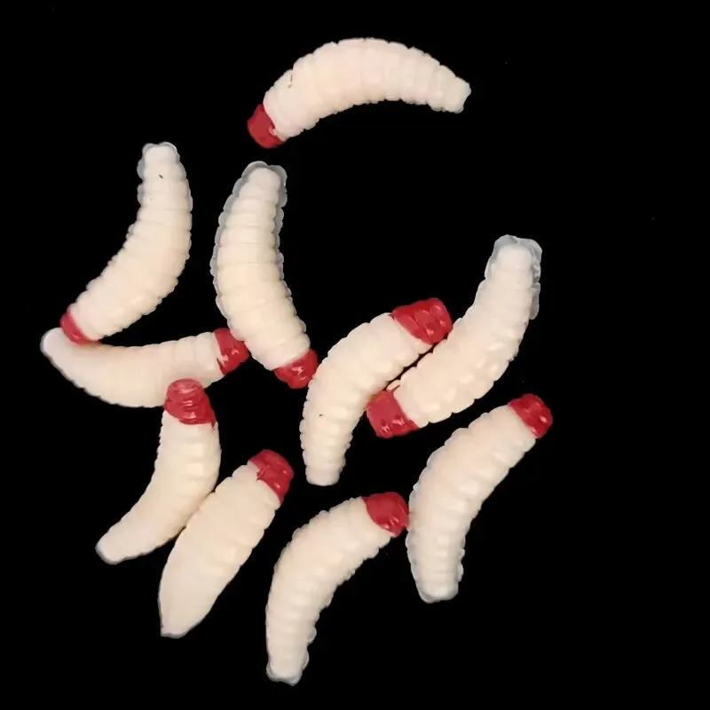 50 Uds señuelo de pesca gusano larva amarillo realista señuelo de pesca pan biónico insecto suave anzuelos de señuelo de pesca olor gusanos resplandor - imagen 3