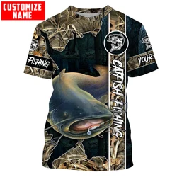 Camiseta de pesca 3D Camuflaje para pescador Catfish