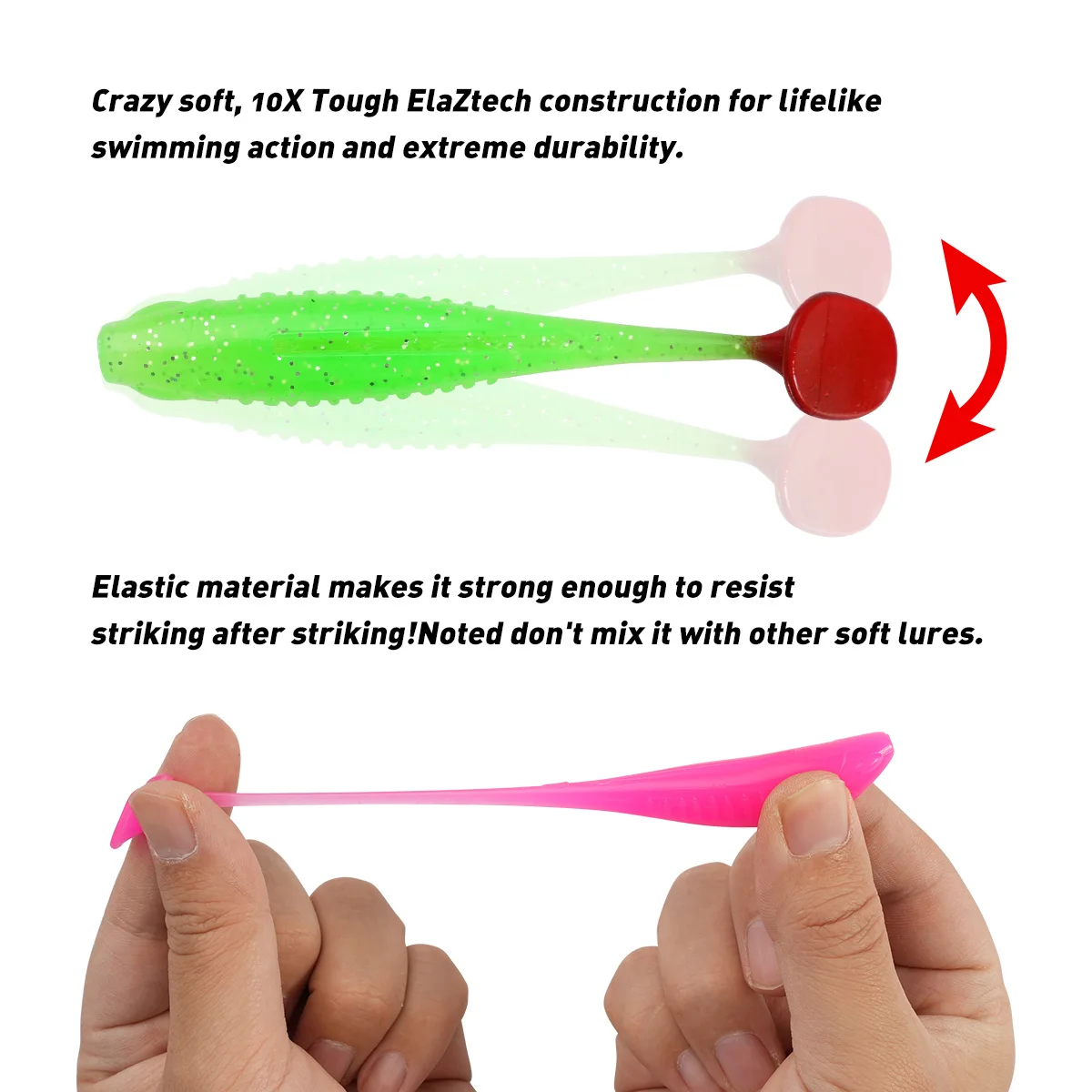 Señuelo de pesca suave Swimbait, 8cm, 5,1g, cola en T flotante, TPR, Material de señuelo de cola de paleta, 6 unidades por lote - imagen 3