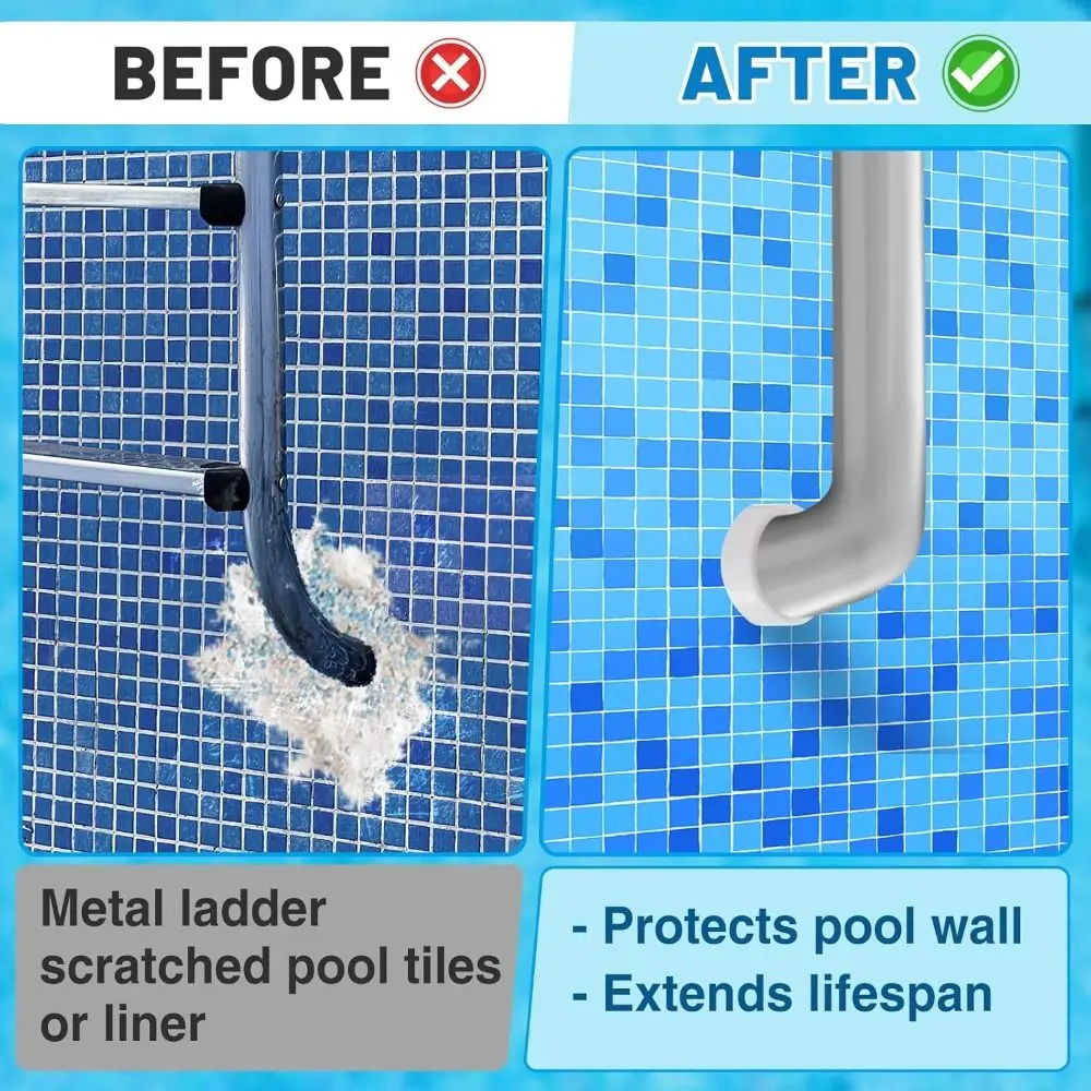 Nuevos parachoques de goma para escaleras de piscinas, aptos para tapones interiores blancos estándar de 1,9 ", tapones para extremos, escaleras para piscinas enterradas - imagen 3