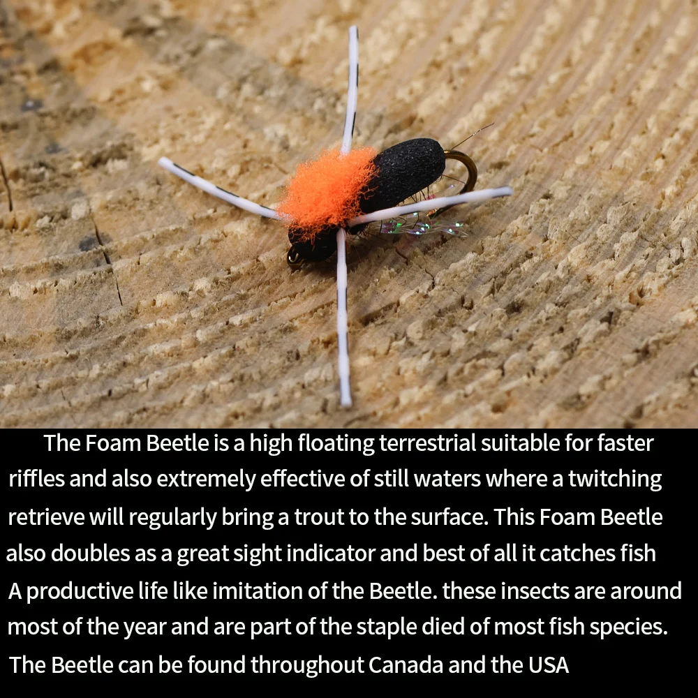 ICERIO 6 uds espuma UV escarabajo mosca trucha pez amarillo lubina Barbel carpa azul Kurper carpa pesca insecto cebo Artificial # 10 - imagen 3