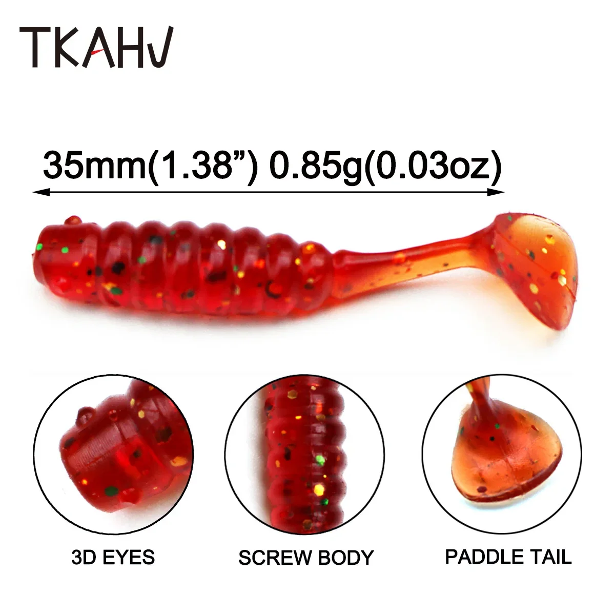 TKAHV-señuelo suave de pesca, cebo de 35mm, plantilla de sábalo, Wobblers, Swimbait, silicona Artificial, fuerte atracción para carpa lubina, 10 unids/lote por bolsa - imagen 3
