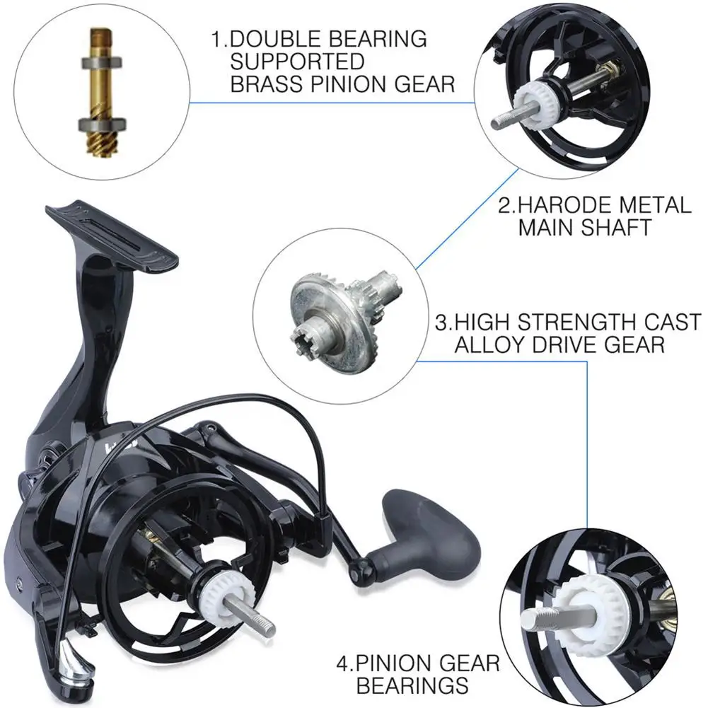 Rueda de pesca al aire libre de 14 ejes 13 + 1bb 4,1: 1 carrete de Metal de gran distancia 8000 9000 10000 rueda giratoria de pesca - imagen 3