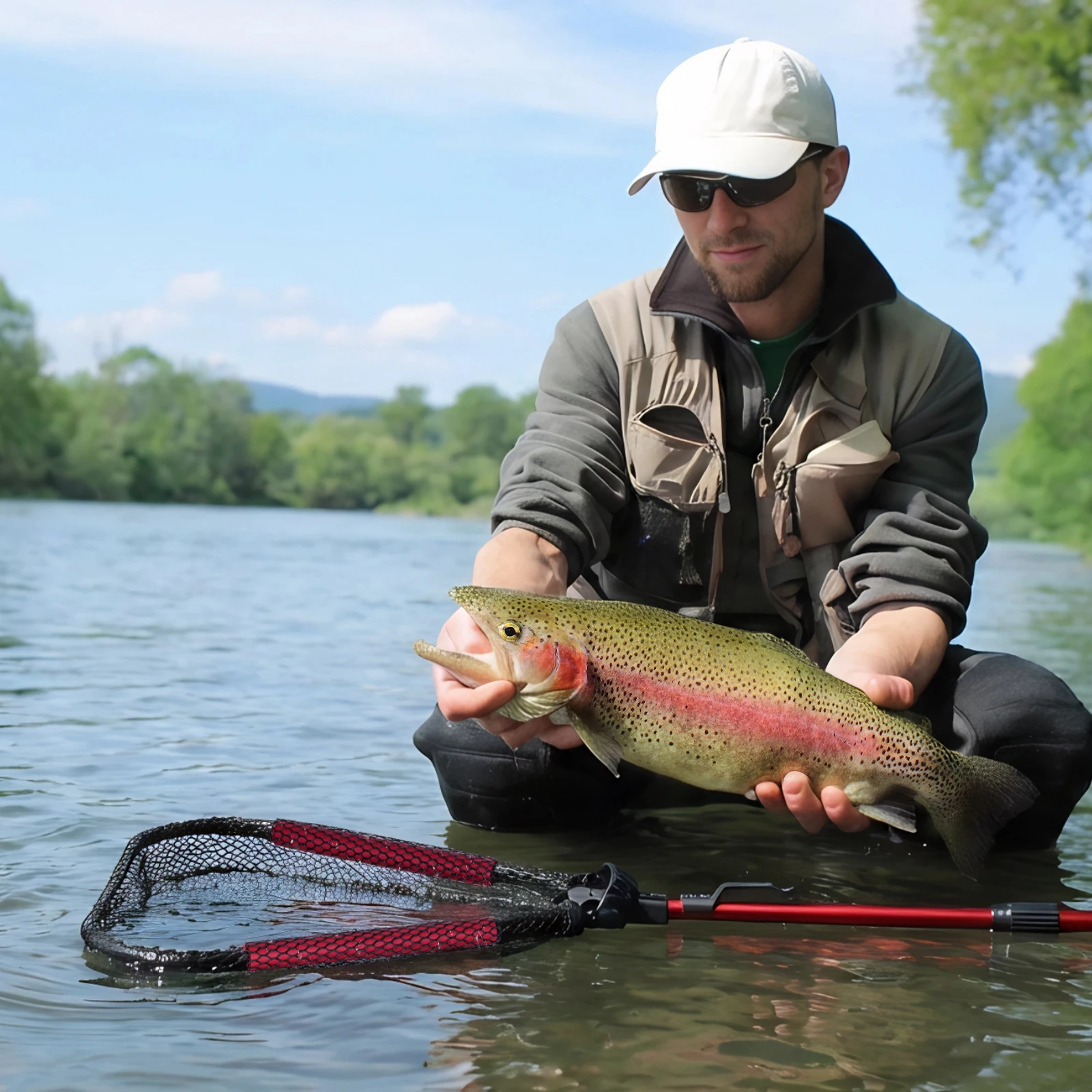 Red de pesca Goture, red de aterrizaje plegable telescópica, poste retráctil para Kayak/pez-gato/barro marino/grabes, aparejos de liberación para atrapar