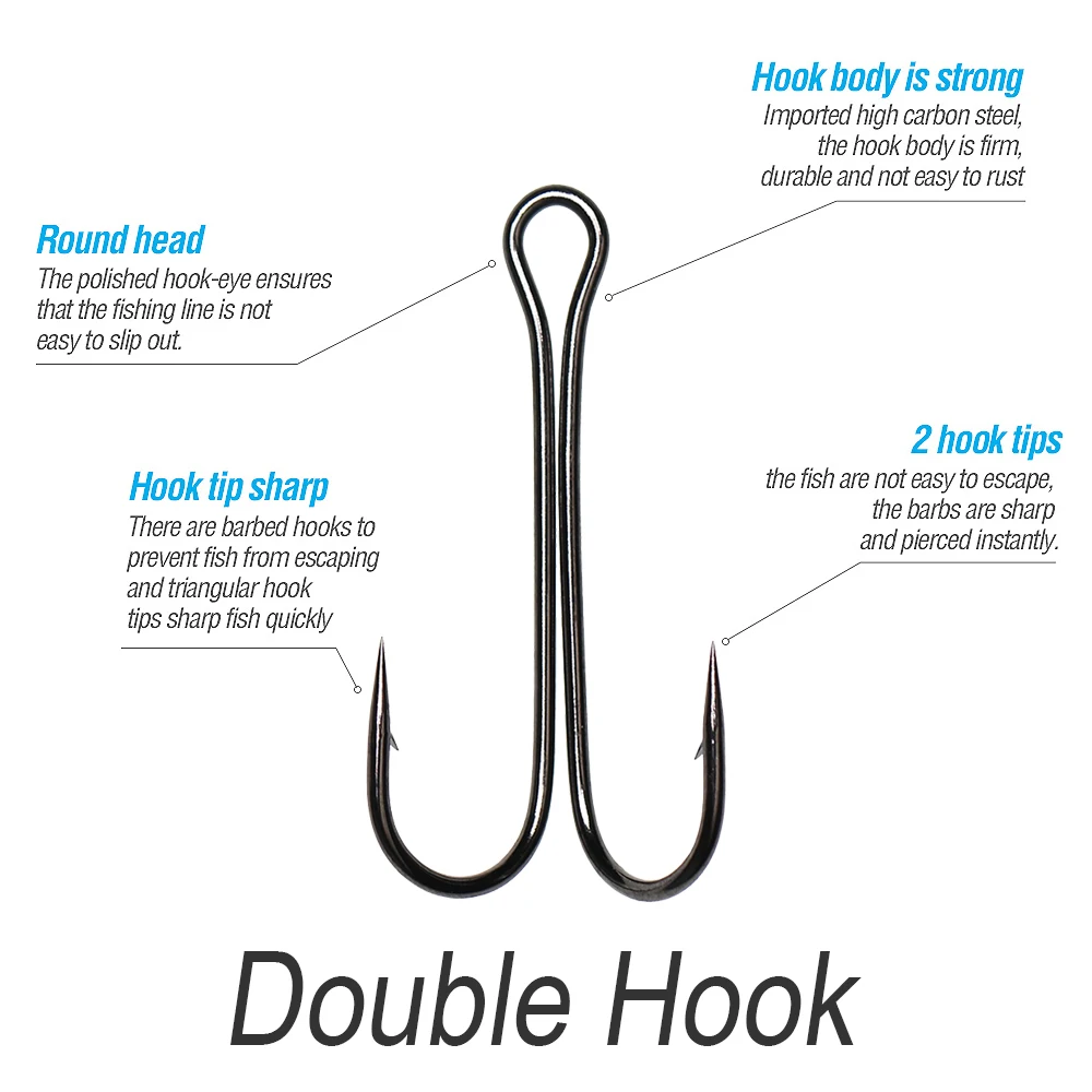 ICERIO-anzuelo de Pesca doble para agua salada, anzuelo de 10 piezas, anzuelo de mosca, Rana doble, anzuelo de Asist para señuelo suave - imagen 3