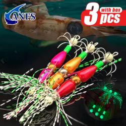 ANFS Cebo Luminoso Calamar Vinilo Brilla Oscuridad Pesca Mar Deportiva