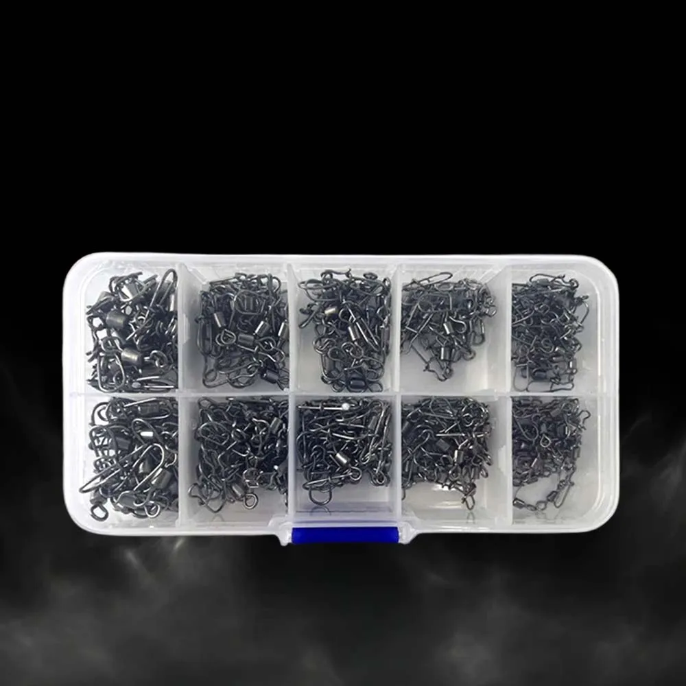 JSFUN 210 unids/caja barril rodante giratorio de acero inoxidable Snap señuelo conectores conector de pesca - imagen 5