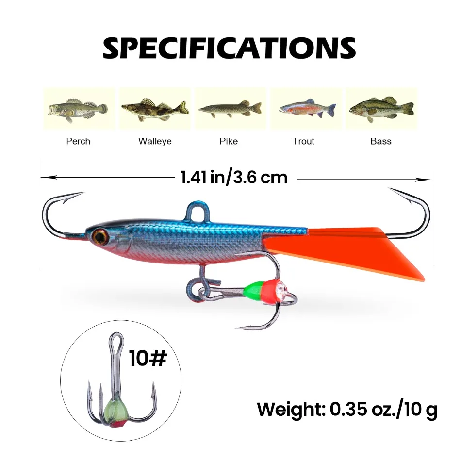 Goture-Juego de plantillas de pesca en hielo, 36mm, 10g, plantilla equilibrada, Banlancer de hielo de invierno, señuelo de pesca en hielo artefital, Swimbait, Wobbler - imagen 5
