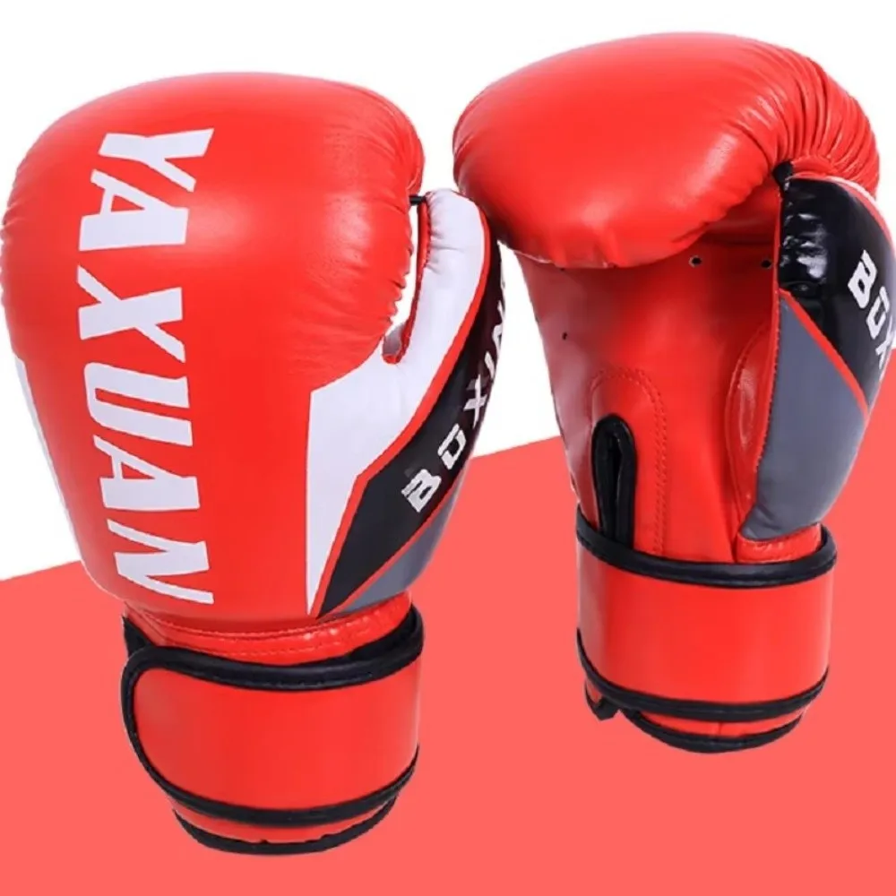 1 par de guantes de boxeo de cuero PU Unisex, guantes de lucha duraderos y transpirables, guantes de Kickboxing con absorción de impacto para entrenamiento de niños - imagen 2