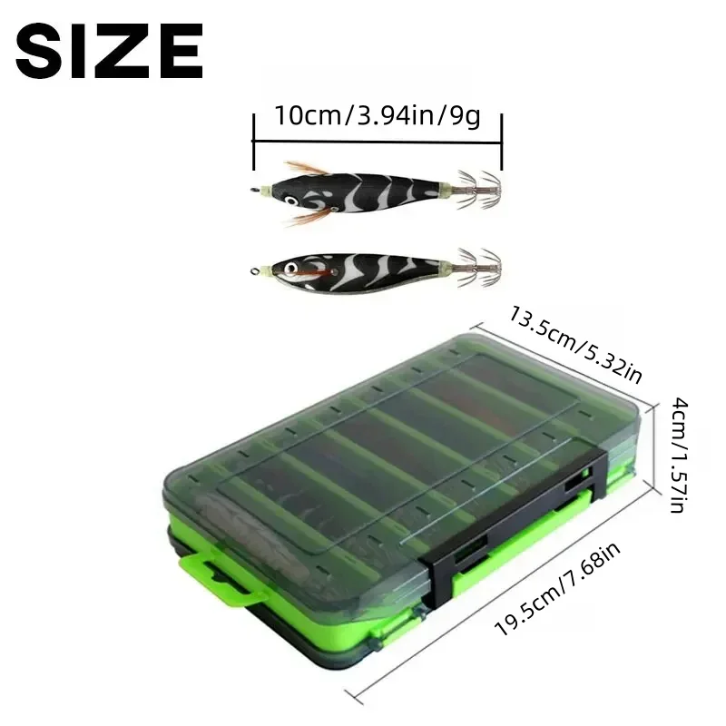 Cebo luminoso de calamar y madera para peces, camarones, 14 Uds., 10cm, cebo de pulpo y sepia, cebo duro de ojo 3D, herramienta de pesca profesional - imagen 2