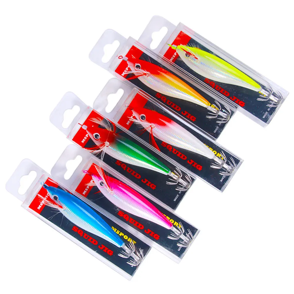 Pesca Eging calamar Jigging madera camarones doble gancho cebo de pulpo 10cm 10g cebo de pulpo luminoso productos para Pesca cebo Artificial - imagen 4