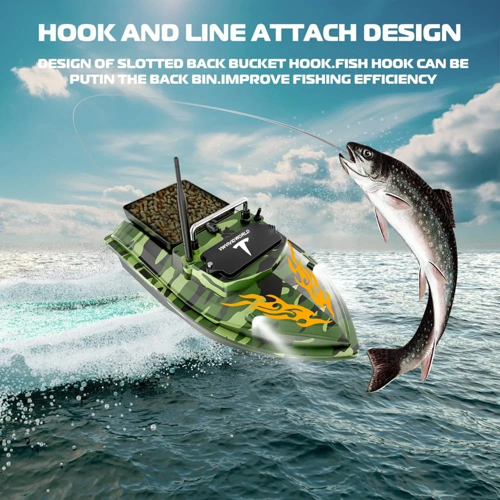 VWVIVIDWORLD, 2024 nuevo, barco de cebo de pesca RC, 2KG cargado, crucero de velocidad fija, impermeable, alta velocidad, 4 luces nocturnas - imagen 4