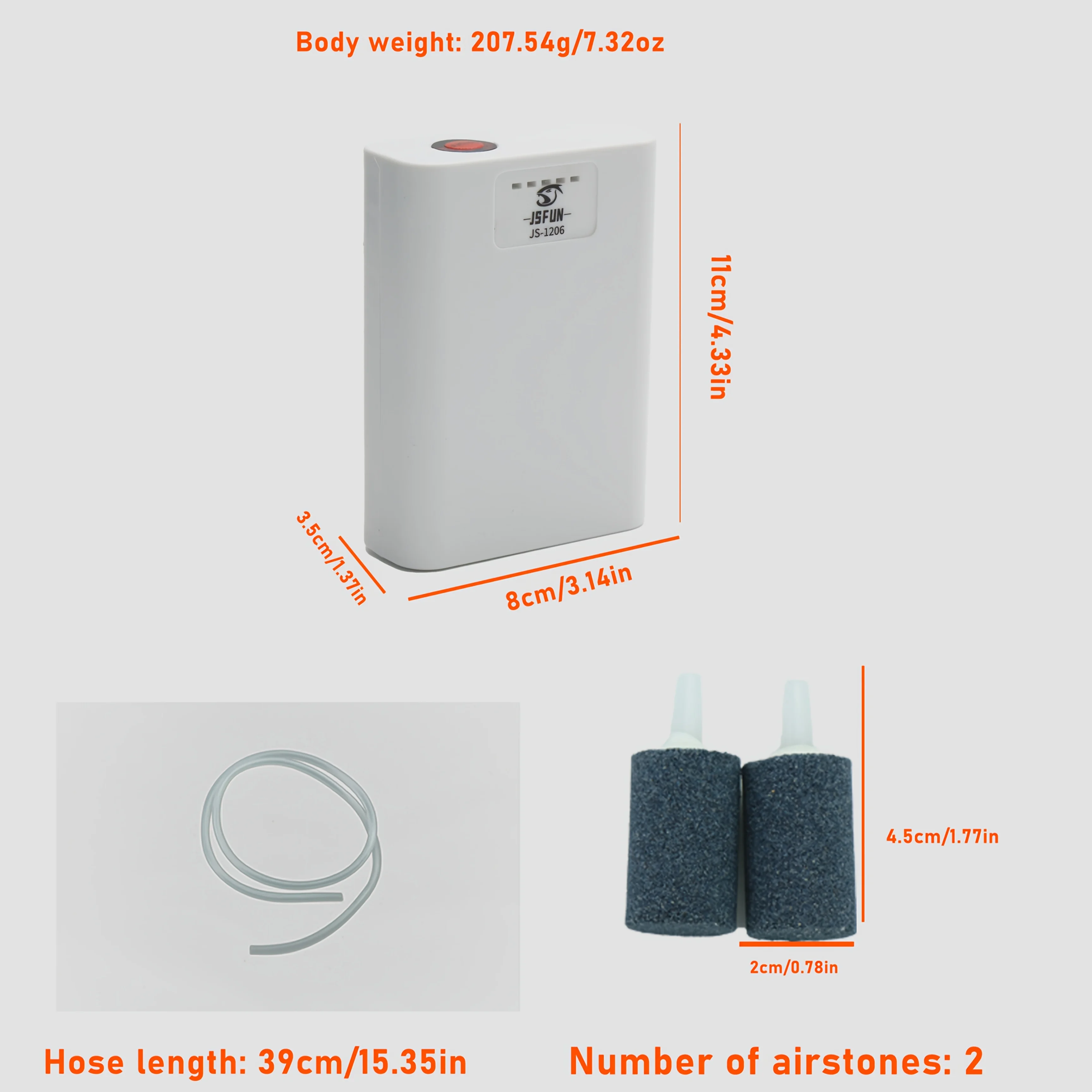 Bomba de aire JSFUN para pecera, bomba de aire de doble orificio individual, bomba de oxígeno silenciosa para peces con volumen de Gas suficiente - imagen 3