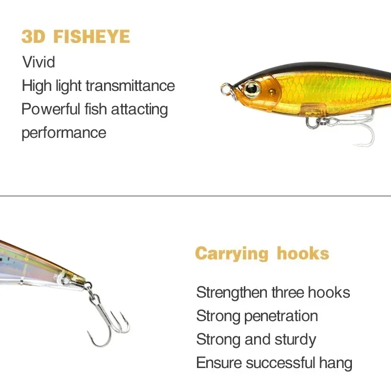 70mm 7,8g pececillo flotante 3D cebo Twitch costero señuelos Pesca de trucha de agua salada cebo de largo alcance Wobblers lápiz Pesca - imagen 5