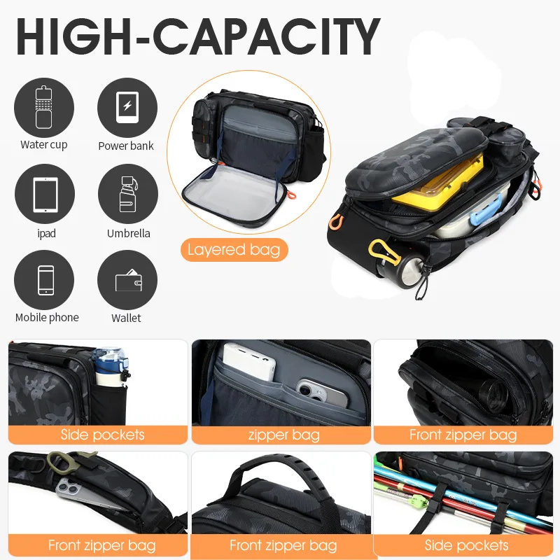 Bolsa de pecho táctica pesca con soporte caña y accesorios - imagen 2
