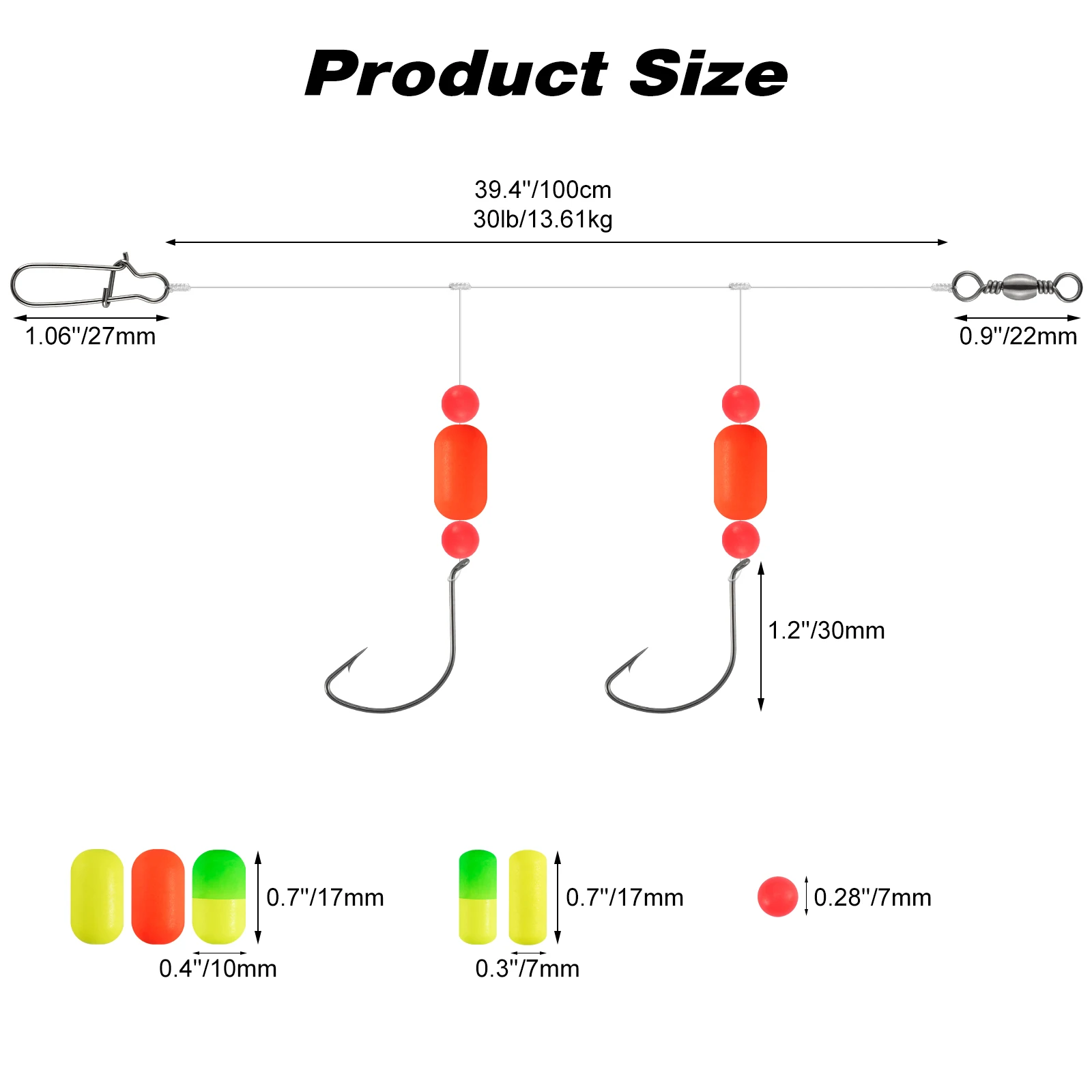 Aparejo de pesca de Surf con flotador, aparejos de Pompano, aparejo de cebo vivo, cuentas de pesca, gancho circular, giratorios, bloqueo Duo Snap para fundición de Surf, 5 uds. - imagen 2