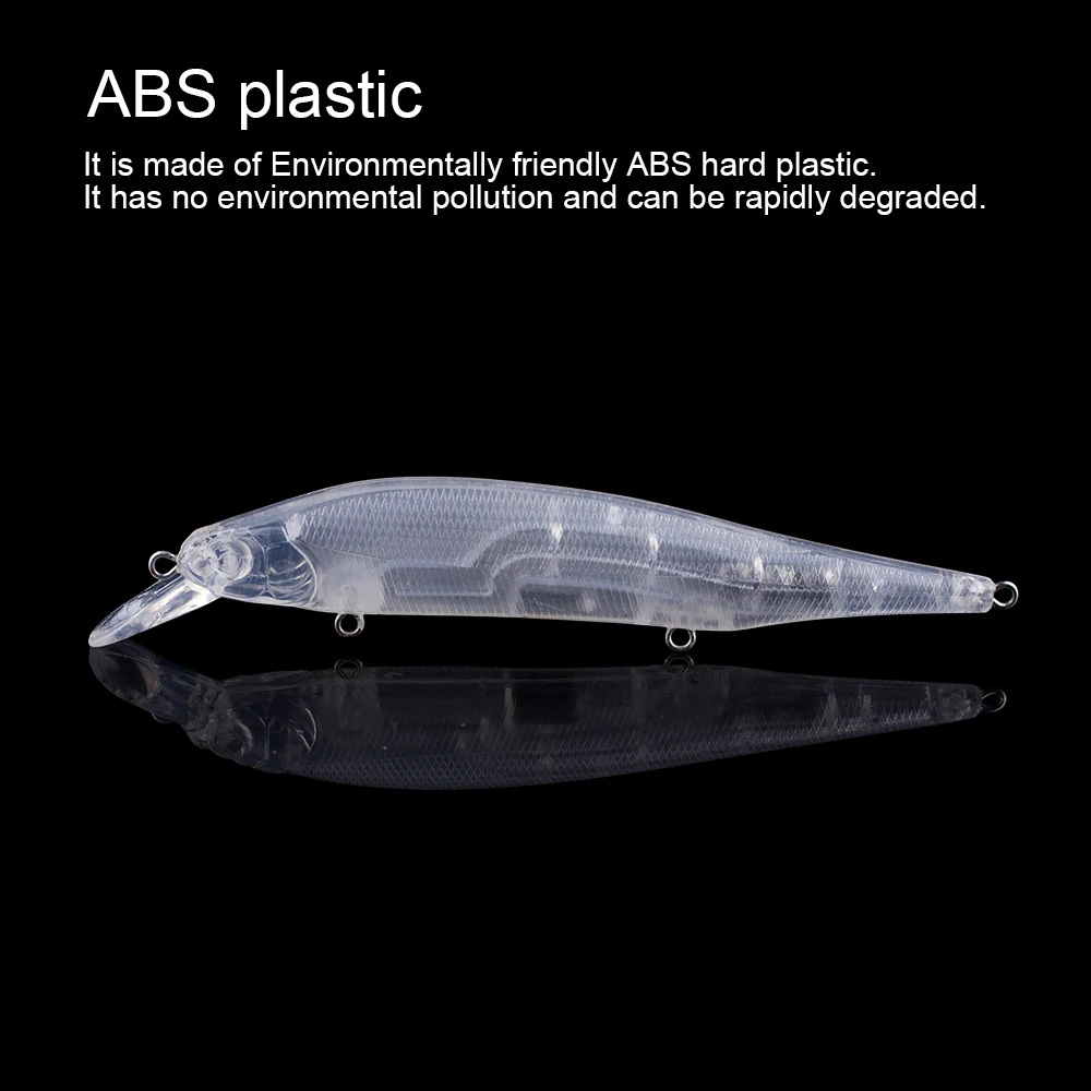 Hanlin-sonajeros artificiales sin pintar, Señuelos de Pesca de pececillos, cebos transparentes flotantes, aparejos de lubina en blanco, 10/20 piezas, 13CM, 14G - imagen 5