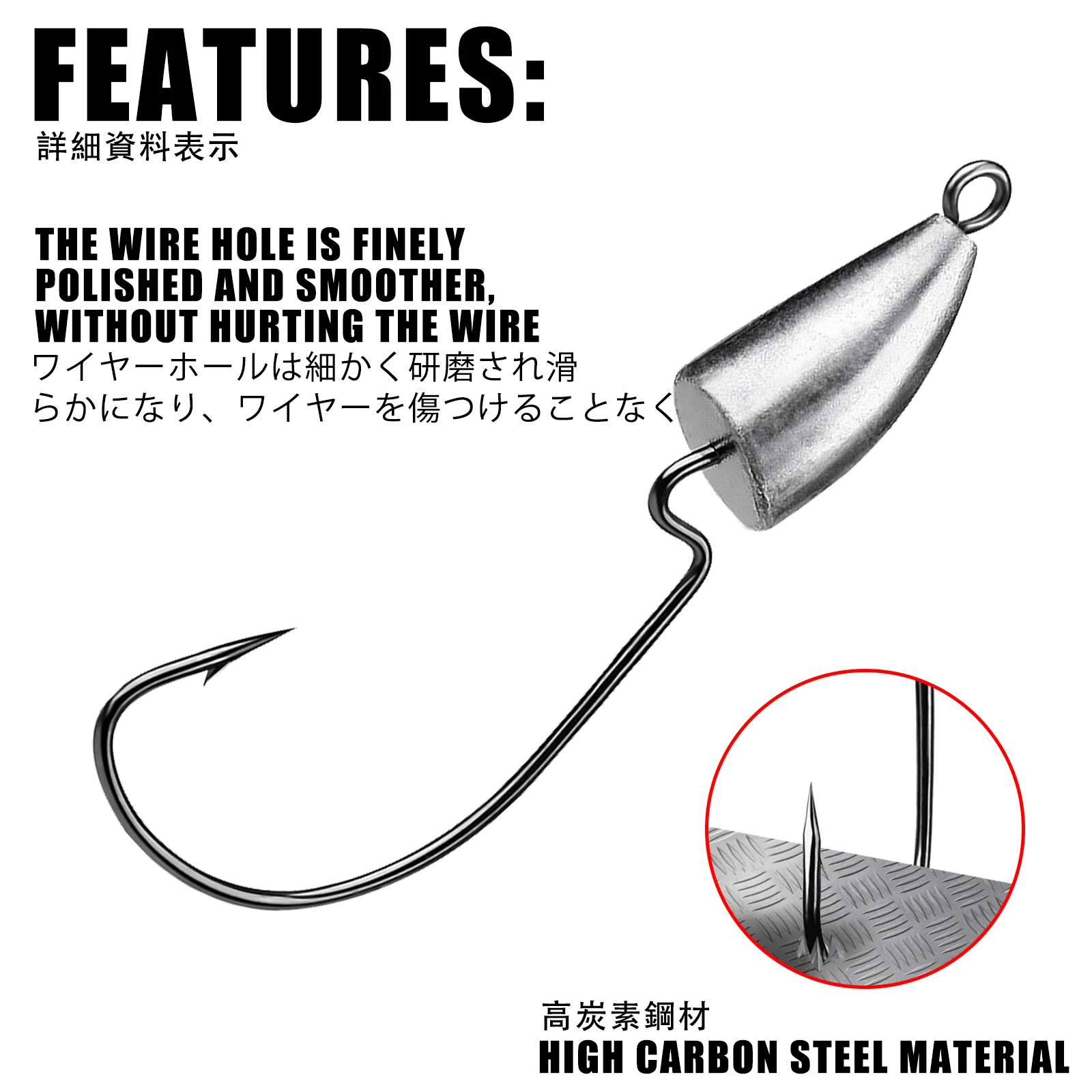 Anzuelo con cabeza de anzuelo de raíz, manivela de plomo Original, anzuelo de pesca Rockfish Ajing para señuelo de gusano blando, productos de Pesca de lubina, 1,75-120g - imagen 4