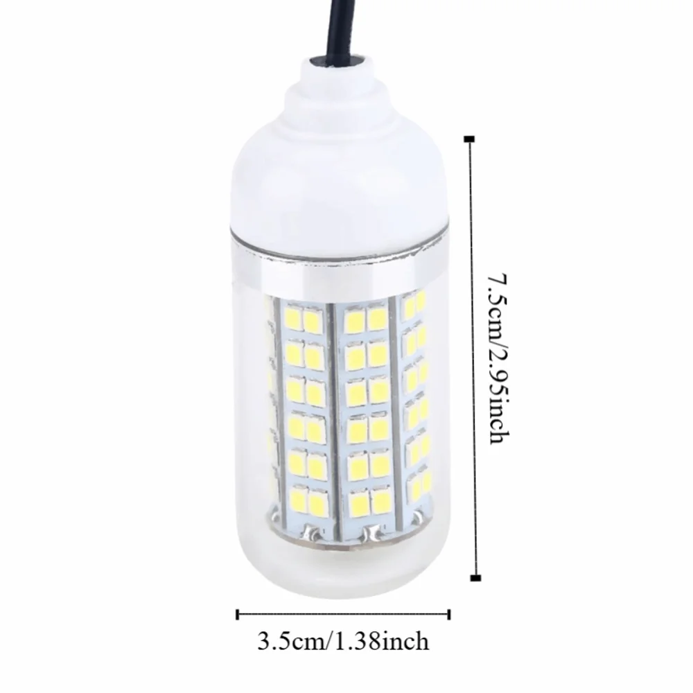 Luz LED de pesca de 12V, 15W, IP68, resistente al agua, 108 LED, luz de pesca submarina, 3 colores, iluminación de 360 grados, lámpara buscador de peces - imagen 5
