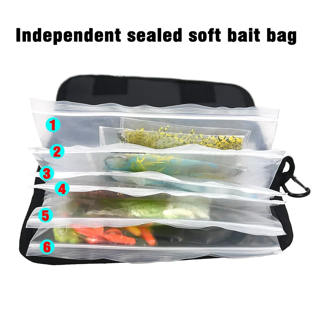 Luya Bolsa de almacenamiento de cebo de pesca impermeable con cubierta interior de PVC con asa de transporte Bolsas de clasificación de cebo falso - imagen 4