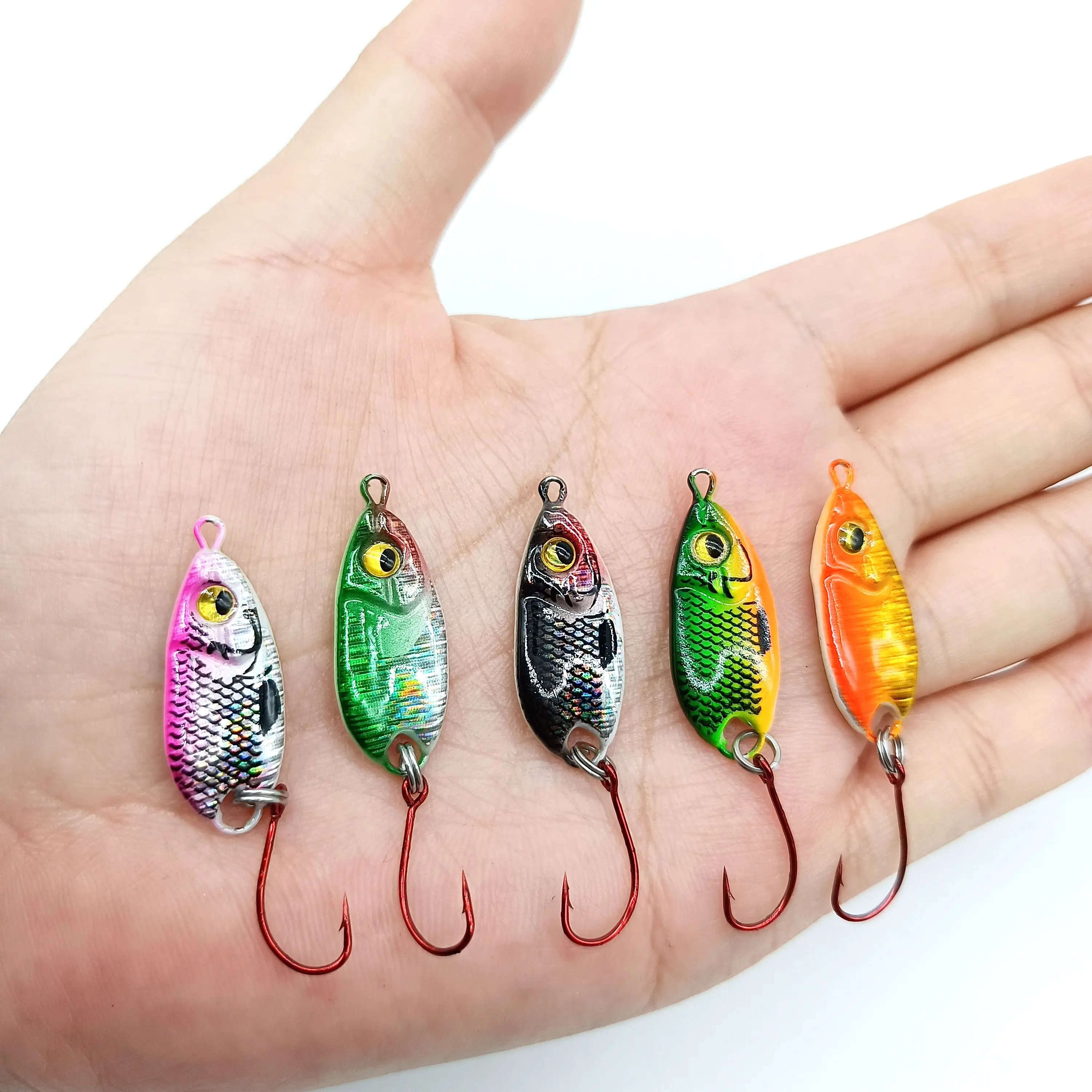 DUODUOYU, 1 Uds., nuevo señuelo de pesca JIG pequeño, 3g/5,5g, Mini señuelo tipo cuchara con un solo gancho, cebo luminoso Artificial, aparejos de pesca - imagen 2