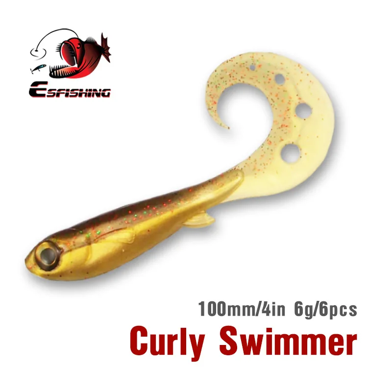 KESFISHING-Señuelos de Pesca Isca, cebo rizado, Swimmer, Silcone Artificial, suave, Cola gruesa, ojos 3D, hundimiento leurre souple, 4 pulgadas - imagen 2