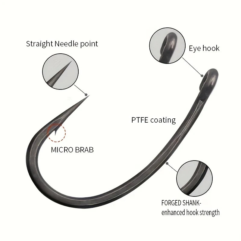 Aparejo pelo para carpa con anzuelo vástago curvo PTFE púas