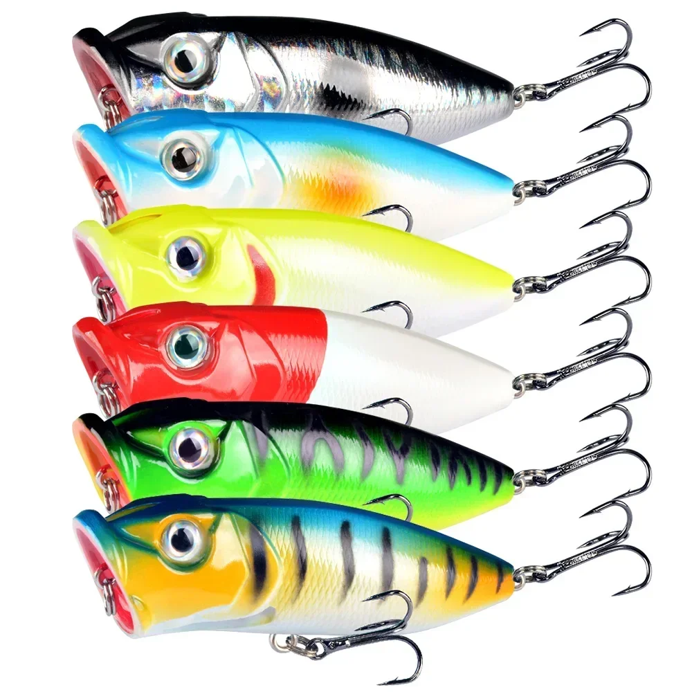 ALASICKA, 1 Uds., 6,5 cm-12g, señuelo Popper Topwater, cebo de Pesca flotante, superficie Wobbler Artificial Isca, Swimbait de fundición larga, Pesca - imagen 4