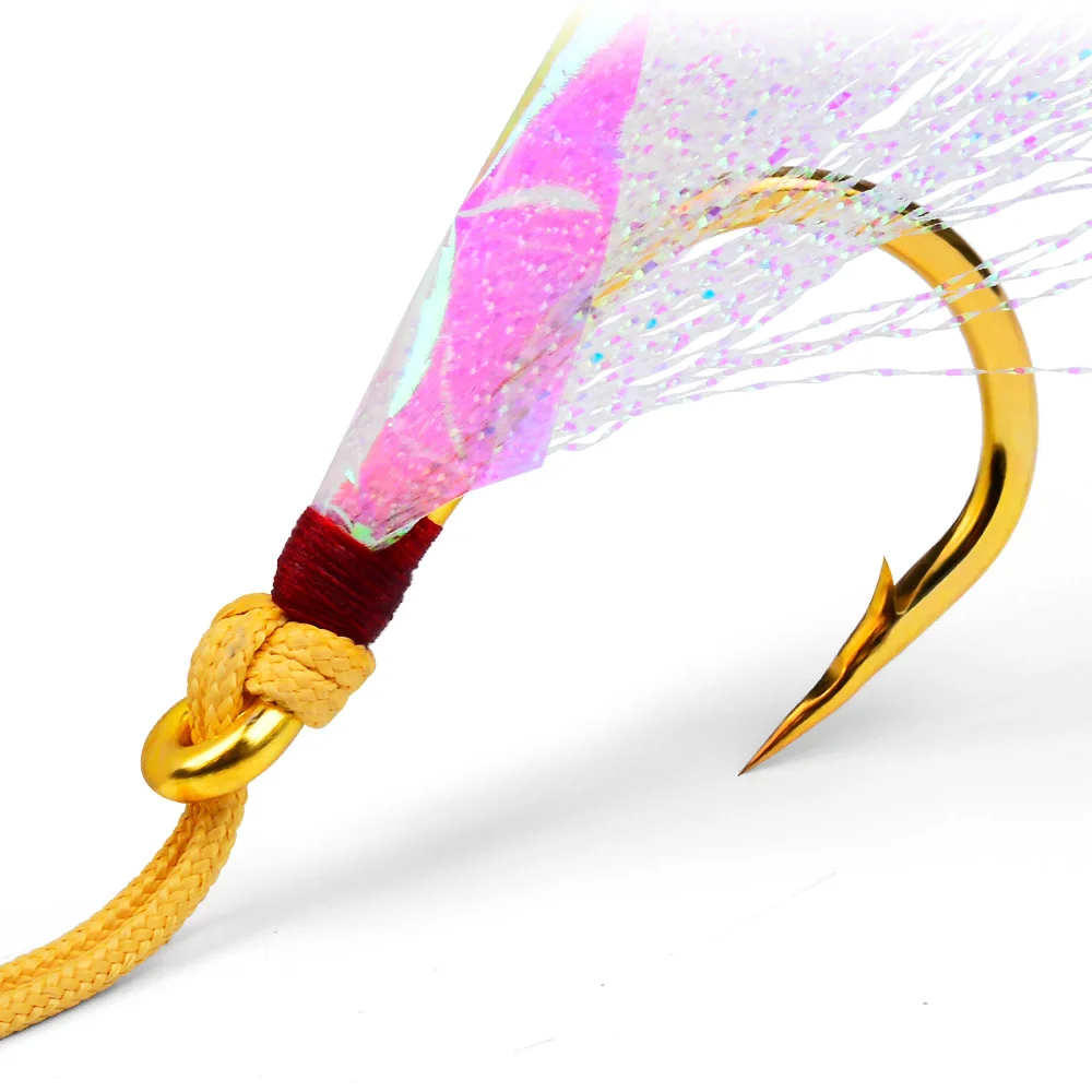 Anzuelo de asistencia para pesca con línea de PE, anzuelos de repuesto para agua salada para Jigging, Trolling, plantilla Vertical, plantilla de tono lento, atún, 5 uds. - imagen 5