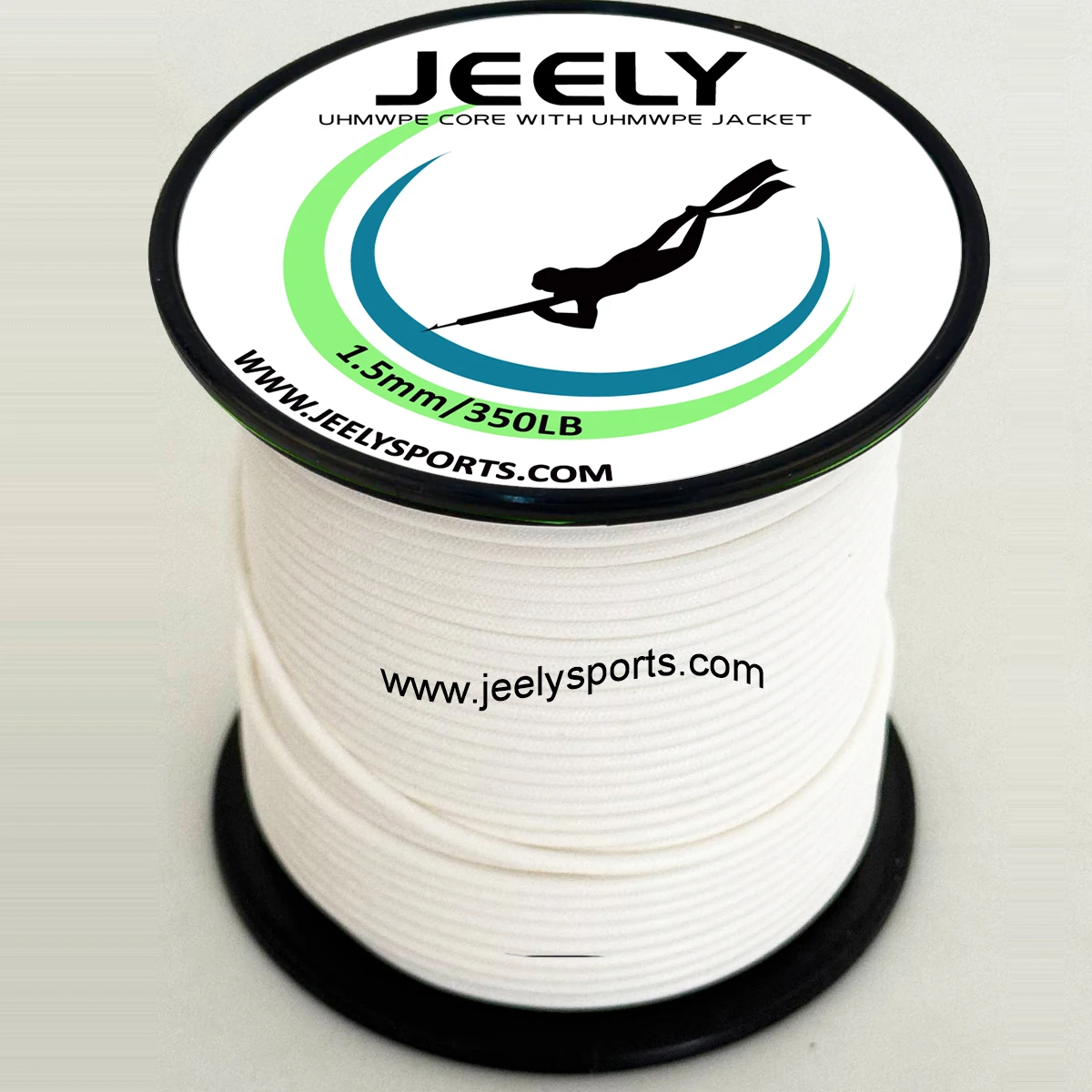 JEELY 350lb 1,5mm 50M UHMWPE Core qith UHMWPE manga línea de pesca submarina
