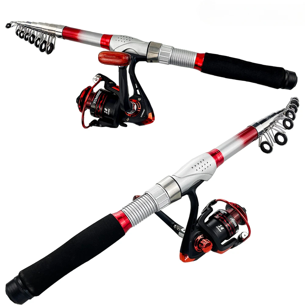 Combo de caña de pescar dura, fuerte y duradero, 1,8 M-3,6 M y 2000 3000 5000 Series, relación de engranaje de carrete giratorio 5,5: 1, juego de Kit DE PESCA rápido - imagen 2
