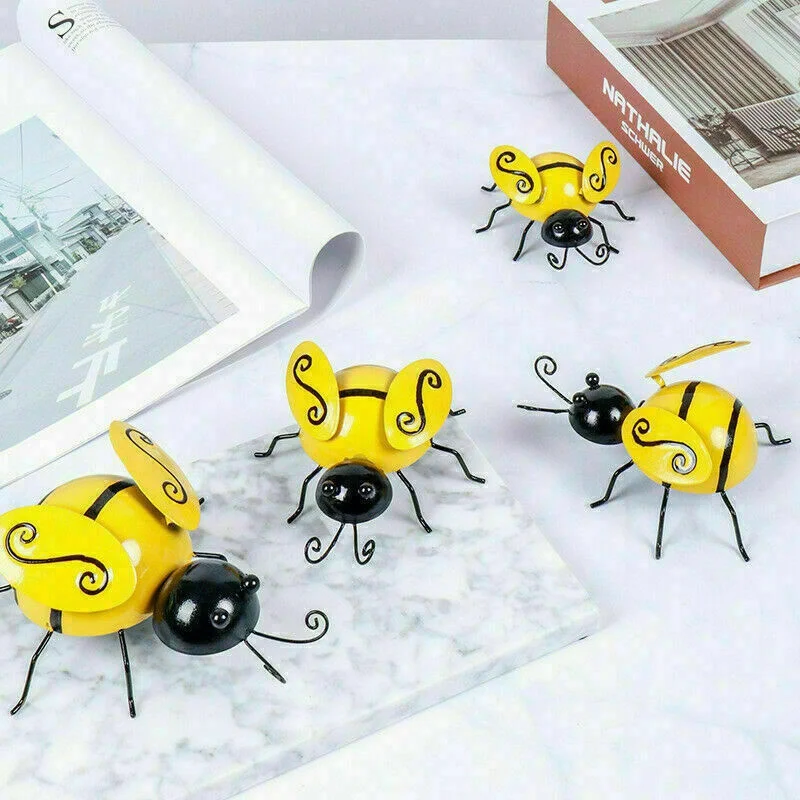 4 unids/set decorativo Metal arte Bumble Bee patio trasero jardín acento adorno de pared - imagen 5