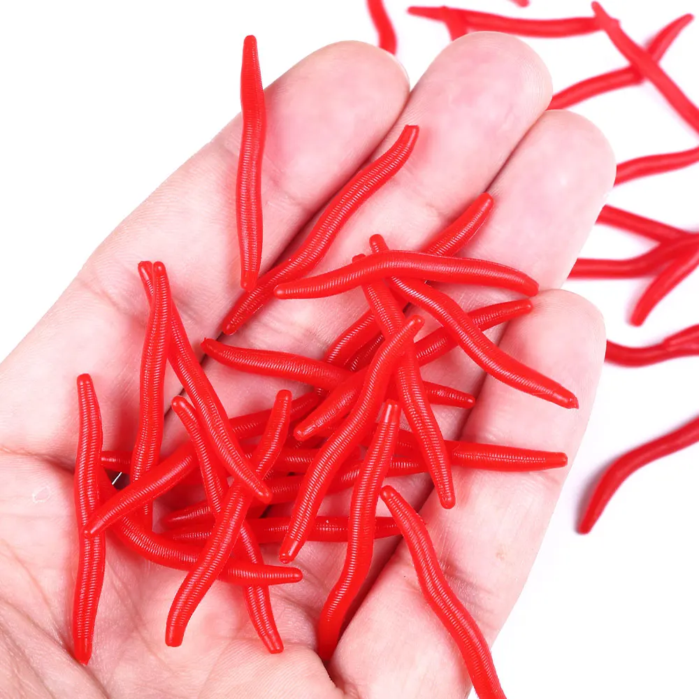 8CM/4CM 1 bolsa/50 Uds. Señuelos blandos depredadores pesca en el mar gusano de tierra de silicona Wobbler cebos falsos carpa trucha pesca de lubina - imagen 3