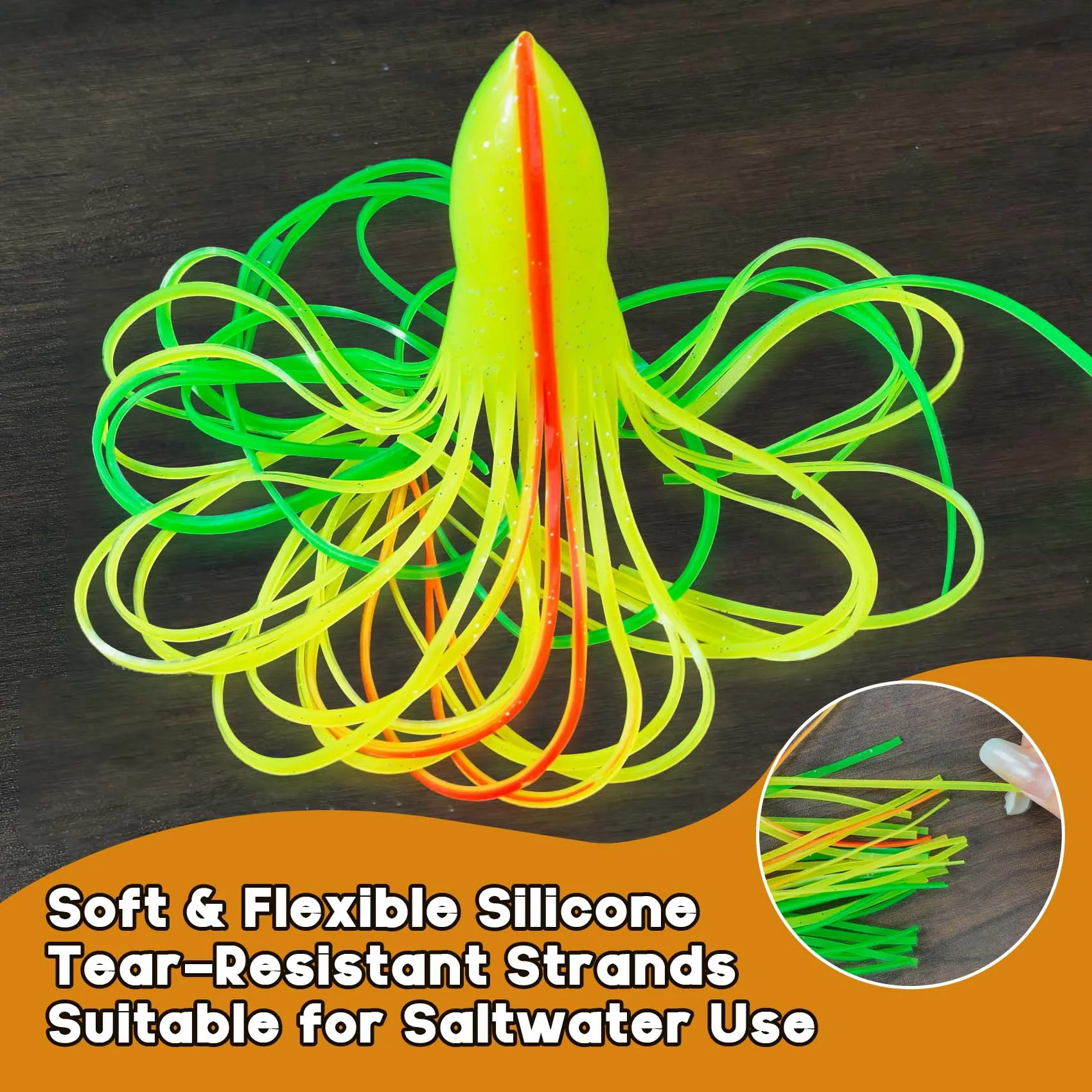 OctopusAventik Falda de calamar para señuelo de pesca, cebo de goma suave para lubina, atún, Mahi, Marlin, Wahoo, pez vela - imagen 5