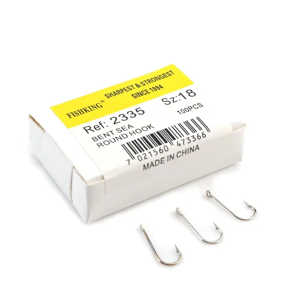 NGB 100PCS Anzuelos de pesca de acero rico en carbono con anillo 10 # -20 #   Accesorios de gancho redondo de mar doblado con púas - imagen 4