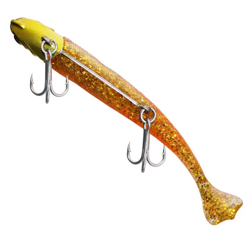 Topline-señuelo de pesca con cabeza de pececillo negro, cebo suave, plantilla de Metal, cabeza de plomo, 9cm, 11,5 cm - imagen 5