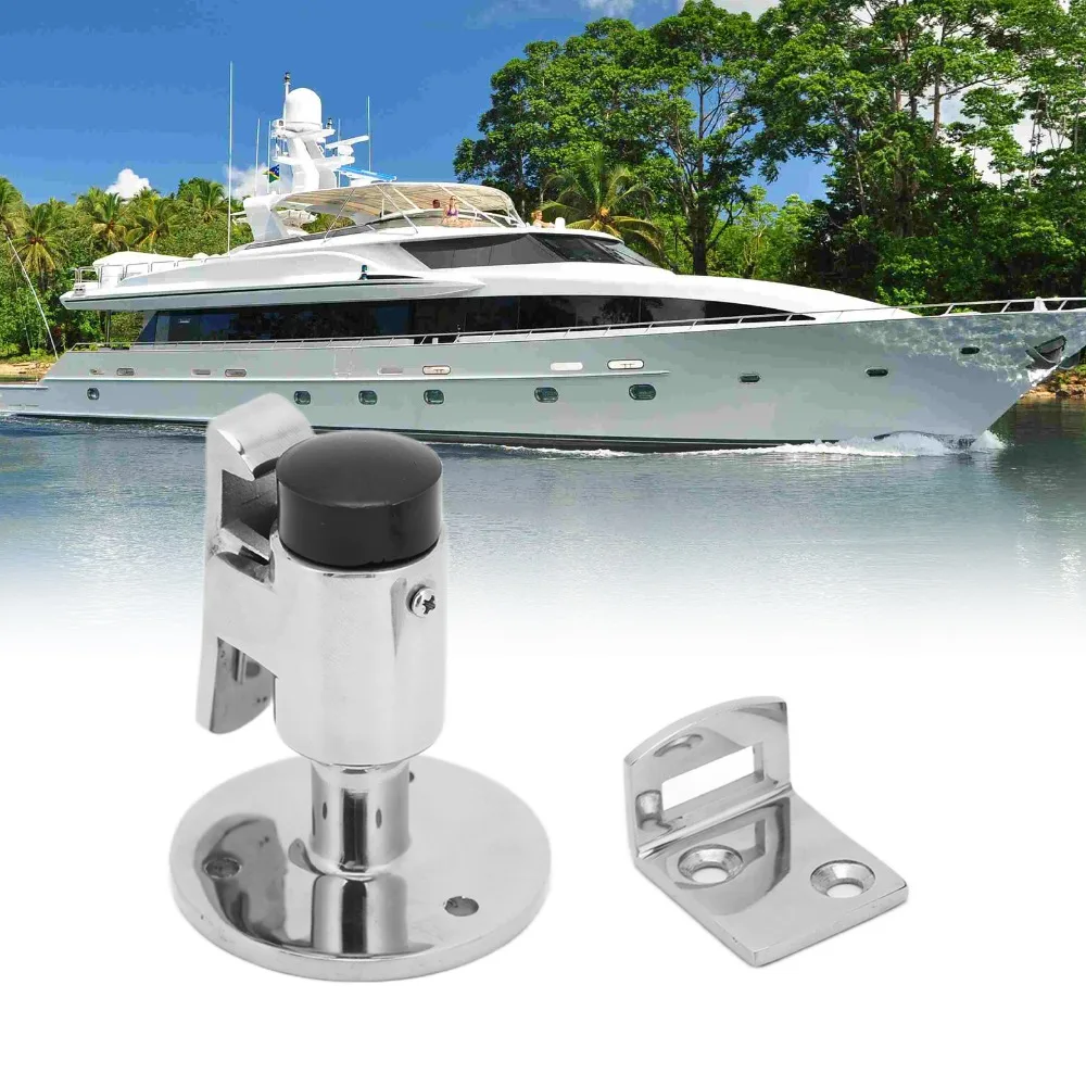 Accesorios de hardware Tope de puerta de acero inoxidable 316 Tope de puerta plateado Soporte de captura de puerta Uso marino - imagen 2