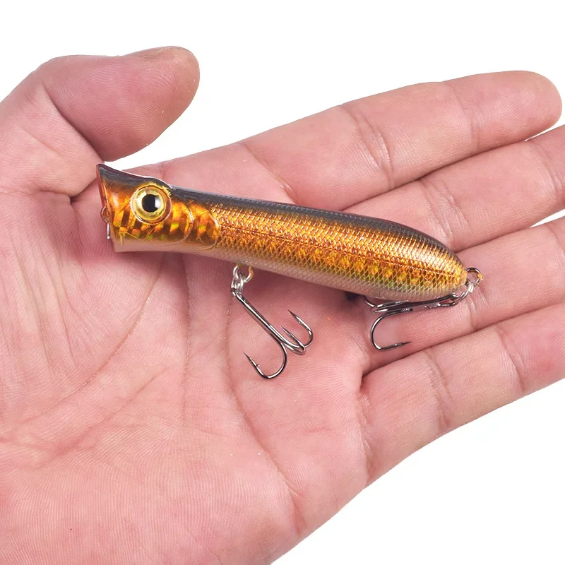 Señuelo de Pesca Topwater Popper, 8cm, 11g, Wobblers de plástico, cebo Artificial con gancho para lubina, Swimbait, aparejos de Pesca, 1 ud.