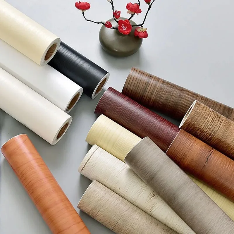 Pegatinas de pared impermeables de grano de madera para decoración del hogar, papel tapiz autoadhesivo de PVC para dormitorio, armarios, 40cm x 3m - imagen 3