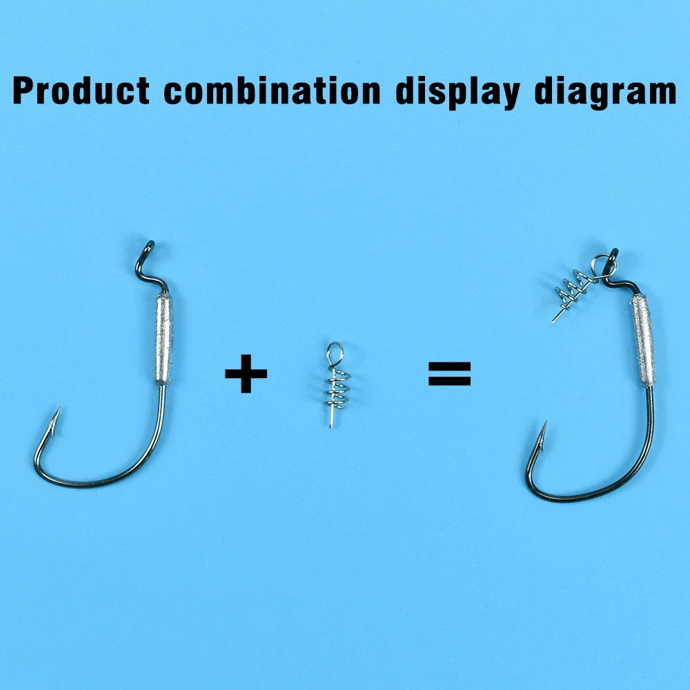 8 Uds ganchos + 10 Uds Pin de bloqueo Jig manivela cabeza ganchos de púas con señuelo suave gusano Offset anzuelo Pin de bloqueo de resorte 1,8g 2g 3g 6g - imagen 4