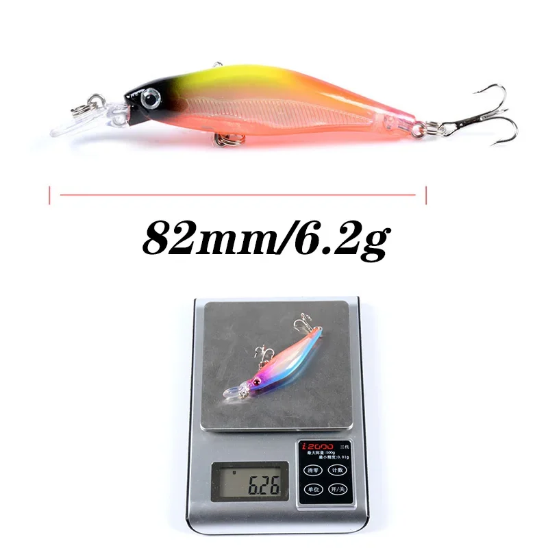 Señuelos de pesca de pececillo de hundimiento lento, 8,2 cm, 6,2g, cebo duro de plástico láser, Wobbler apretado, Jerkbait, aparejos de pesca de lubina, 1 ud. - imagen 3