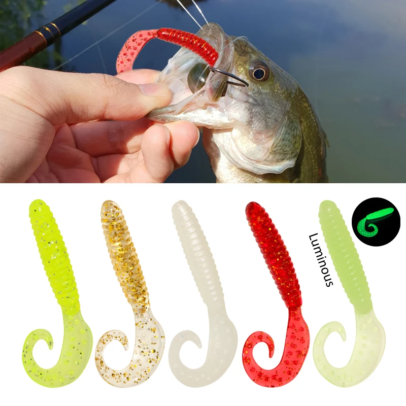 Juego de Señuelos de Pesca, 50 Uds., 6,5 cm, 2,4g, Wobbler Artificial, cebo de silicona, señuelo de gusano suave para curricán, Lucio, trucha, lubina, productos de pescado de mar - imagen 3