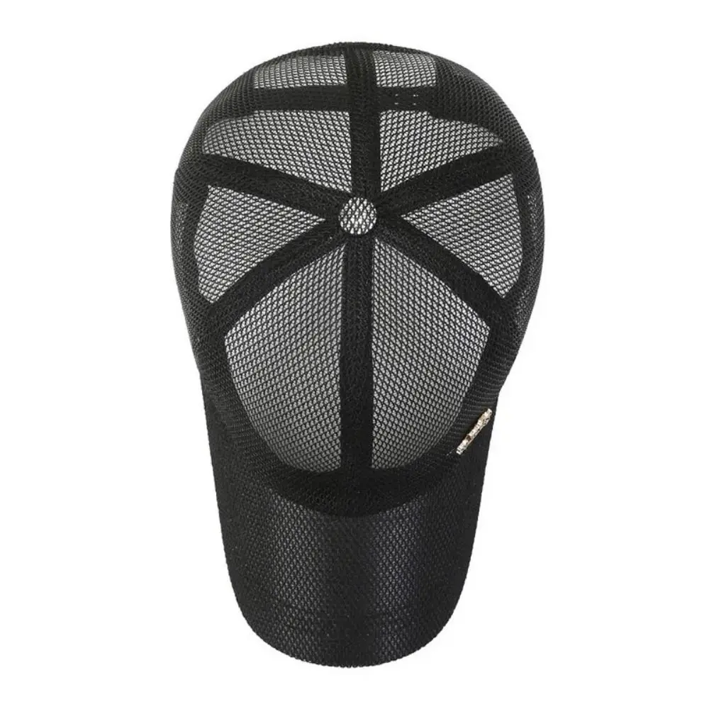 Gorra de béisbol de malla con letras de secado rápido, gorra Snapback transpirable ajustable, gorras de malla deportivas ligeras translúcidas para exteriores