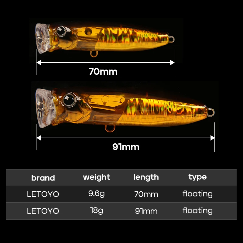 LETOYO Laser Pop señuelo flotante de superficie para lubina