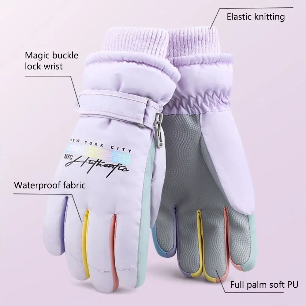 Guantes de esquí cálidos con letras a la moda para invierno, guantes deportivos impermeables a prueba de viento para motos de nieve, guantes térmicos gruesos para ciclismo - imagen 3